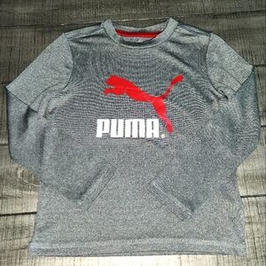 Puma Gray Long Sleeve Shirt with Red Logo